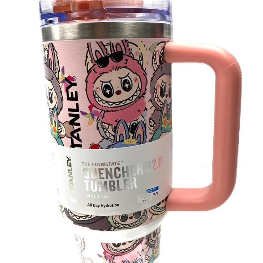 Pink Stanley Quencher Travel Tumbler New Flowstate 40oz Monster Mug